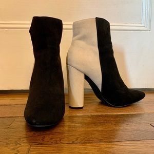 Heeled Boots Tan/Black Suede